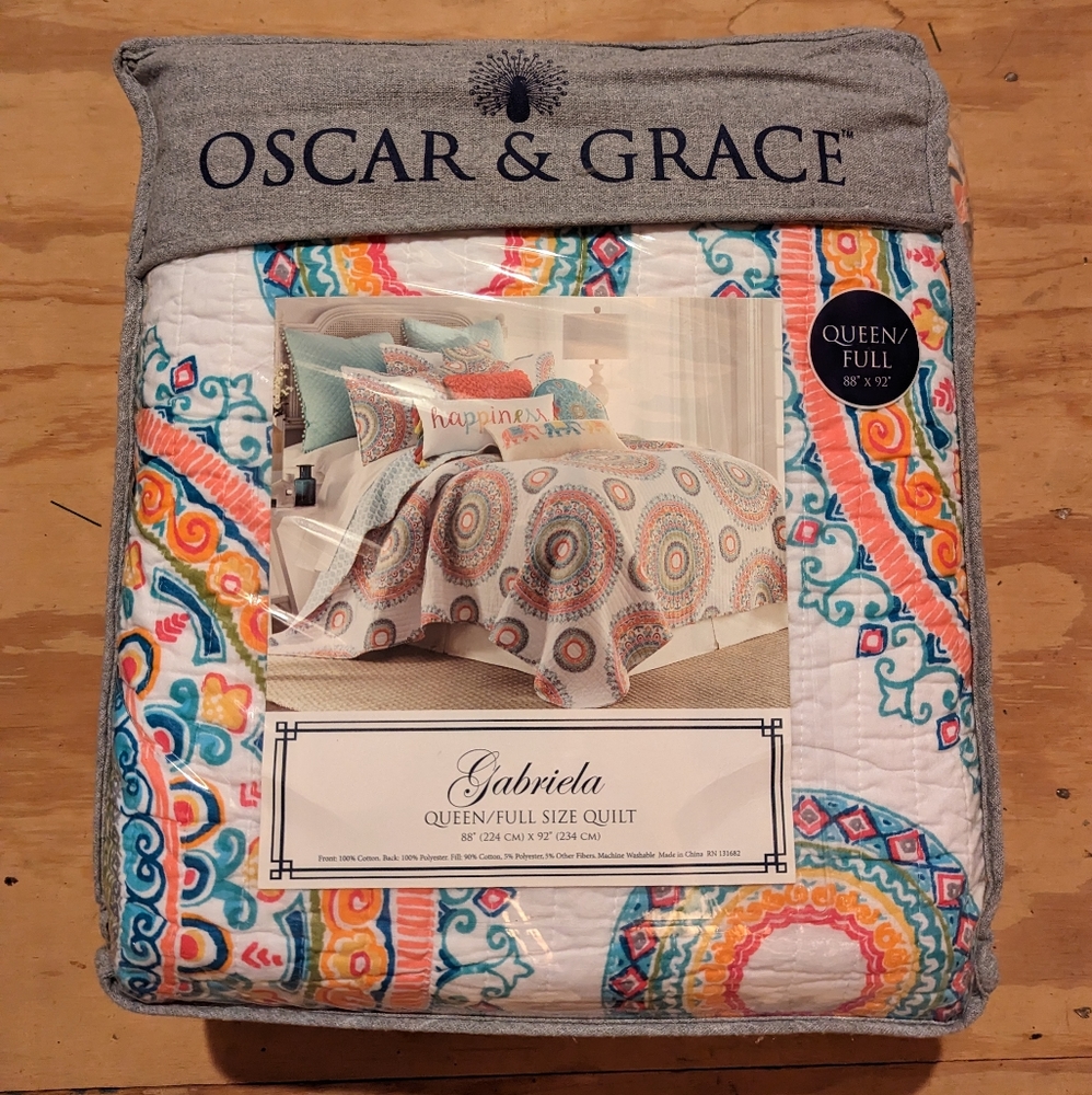 Oscar & Grace "Gabriella" Queen Size Quilt with 2 Matching Shams
